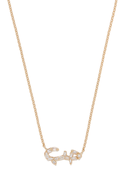 Hob/Love Necklace, 18k Yellow Gold &  Baguette Diamonds